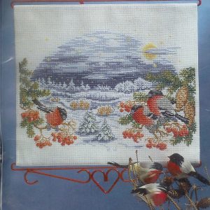 OPRUIMING CEWEC BORDUURPAKKET, WINTERLANDSCHAP met ROODBORSTJES en BESSEN 5821