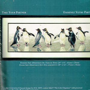 NEEDLE TREASURES GROOT BORDUURPAKKET , DANSENDE PINGUINS