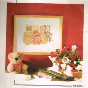 PERMIN BORDUURPAKKET, BEERTJE IN ROSE JURK op BANK 12-3004
