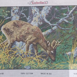 VOORBEDRUKT BORDUURSTRAMIEN , HERT IN HET BOS 877
