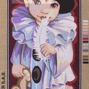 AANBIEDING ROYAL PARIS VOORBEDRUKT BORDUURSTRAMIEN , PIERROT MET AAPJE 13778