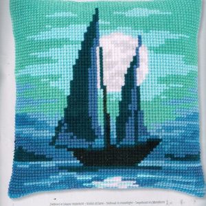 VERVACO BORDUURPAKKET KUSSEN, ZEILBOOT met BLAUW MAANLICHT 488