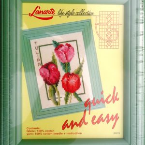 LANARTE BORDUURPAKKET, TULPEN met GROEN KUNSTSTOF LIJSTJE laatste