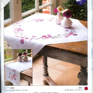 VERVACO VOORBEDRUKT BORDUURPAKKET DEKSERVET, GERBERA's 373