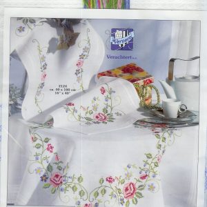 VERVACO BORDUURPAKKET, DEKSERVET met ROSE ROZEN 124