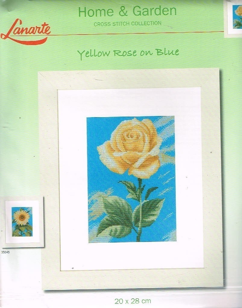 AANBIEDING LANARTE BORDUURPAKKET,YELLOW ROSE ON BLUE 35046