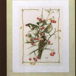 MARJOLEIN BASTIN BORDUURPAKKET, SPARROW  WITH RED  BERRIES 162298