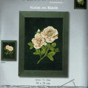 LANARTE BORDUURPAKKET ROSES ON BLACK 38011 A op=op