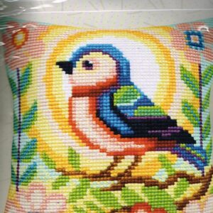 CDA BORDUURPAKKET KUSSEN, KLEURIG VOGELTJE TUSSEN BLOEMEN 5504