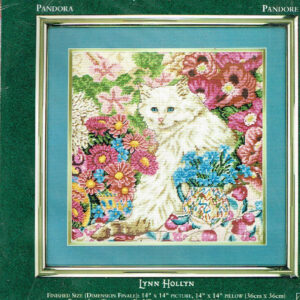 KOOPJE ELSA WILLIAMS BORDUURPAKKET KUSSEN / SCHILDERIJ POES TUSSEN BLOEMEN