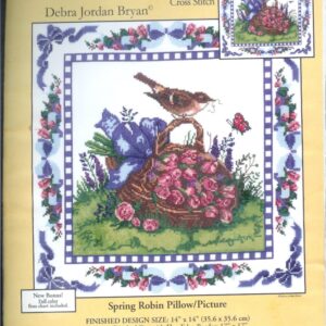 CANDAMAR DESIGNS BORDUURPAKKET , SPRING ROBIN ON PILLOW / PICTURE , laatste