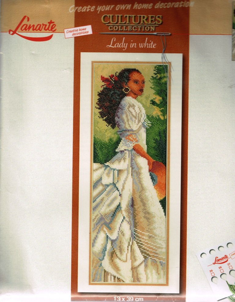 LANARTE BORDUURPAKKET , LADY IN WHITE 34857